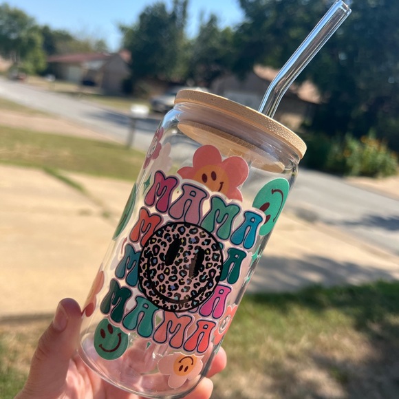 Mama | Mama Smiley | Glass Can | 16oz Glass Can - Picture 1 of 1